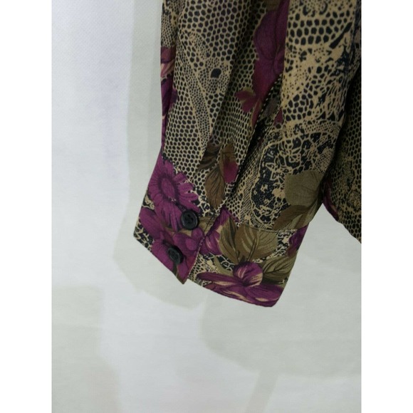 Croft & Barrow Floral Pleat Button Down Blouse M - Picture 7 of 10